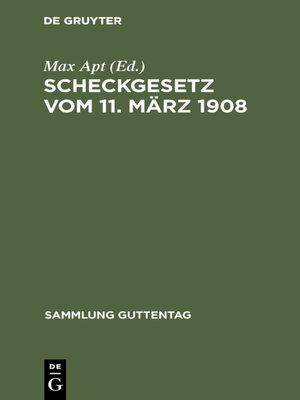 cover image of Scheckgesetz vom 11. März 1908